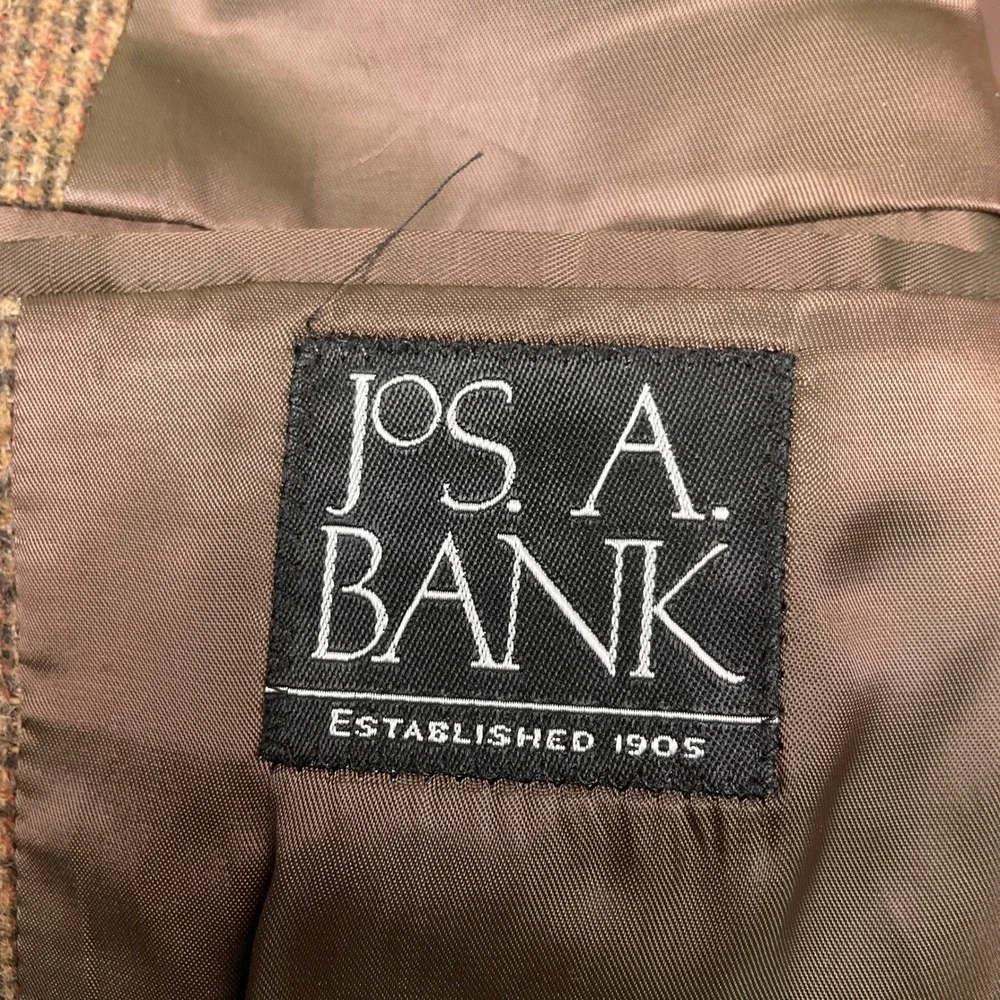 Jos‎ A Bank Blazer Mens 44L Brown Plaid Camelhair 3-Button Heritage